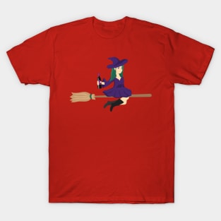 Halloween Witch flying on broom T-Shirt